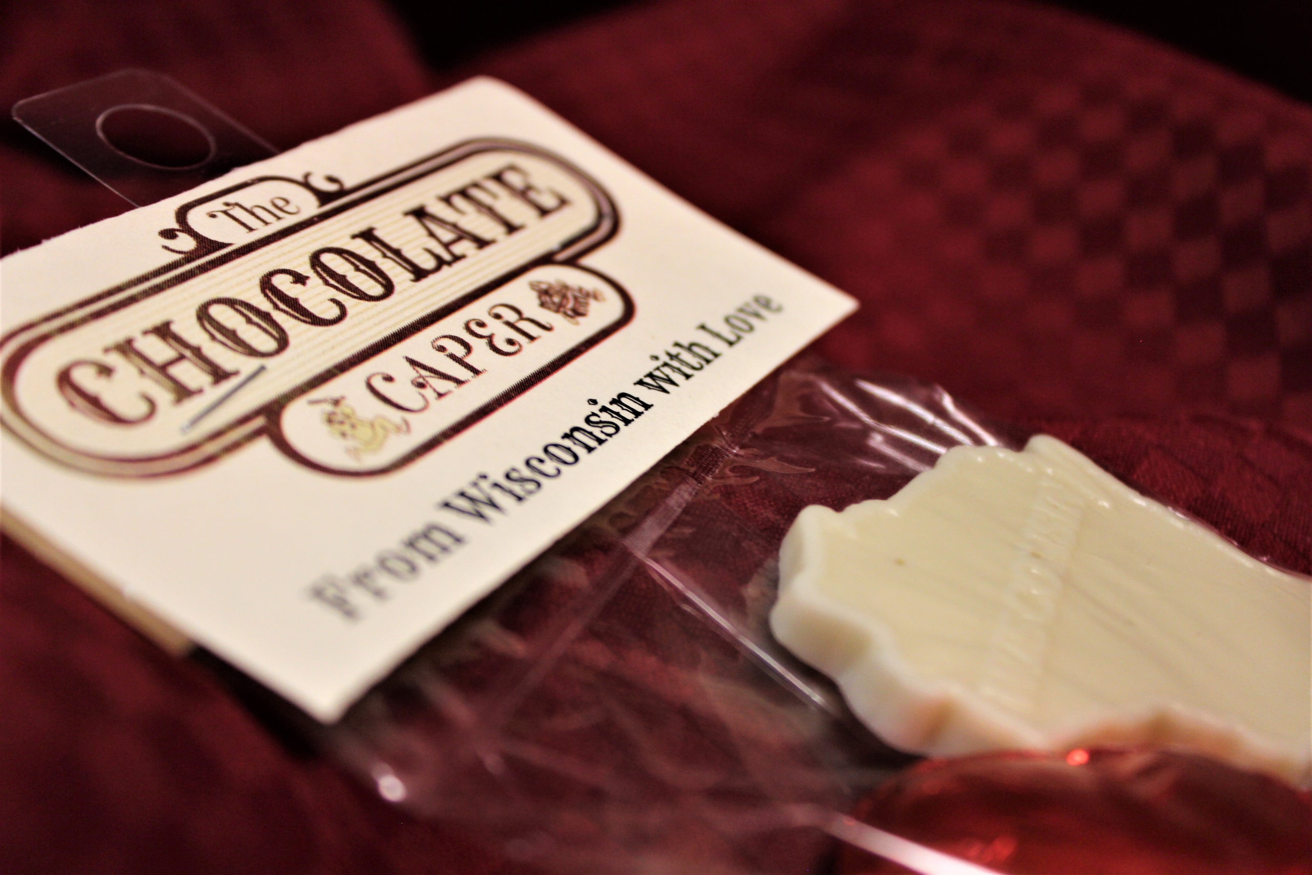 From Wisconsin with Love solid chocolates, one molded in the shape of